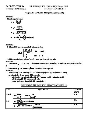 Đề thi học kỳ II môn Toán khối 11 - Trường THPT Đông Á